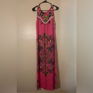 Farm Vibrant Pink Maxi Dress with Colorful Patterns